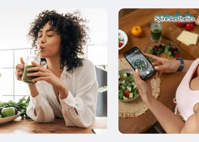 Image of woman looking into her diet and fat freezing Hertford to improve her health